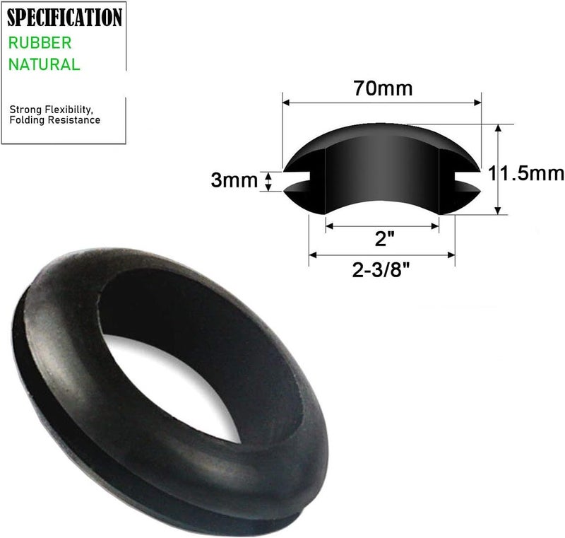 EASYEAH Store Rubber Grommets for Wiring 2-3/8 in Panel Hole, 2 in ID Firewall Grommet Automotive, Eyelet Ring Gasket Hole Grommets for Metal Electric Box, Wires Cables Hoses Protection, 4 Pcs, 50x60 mm - Image 2